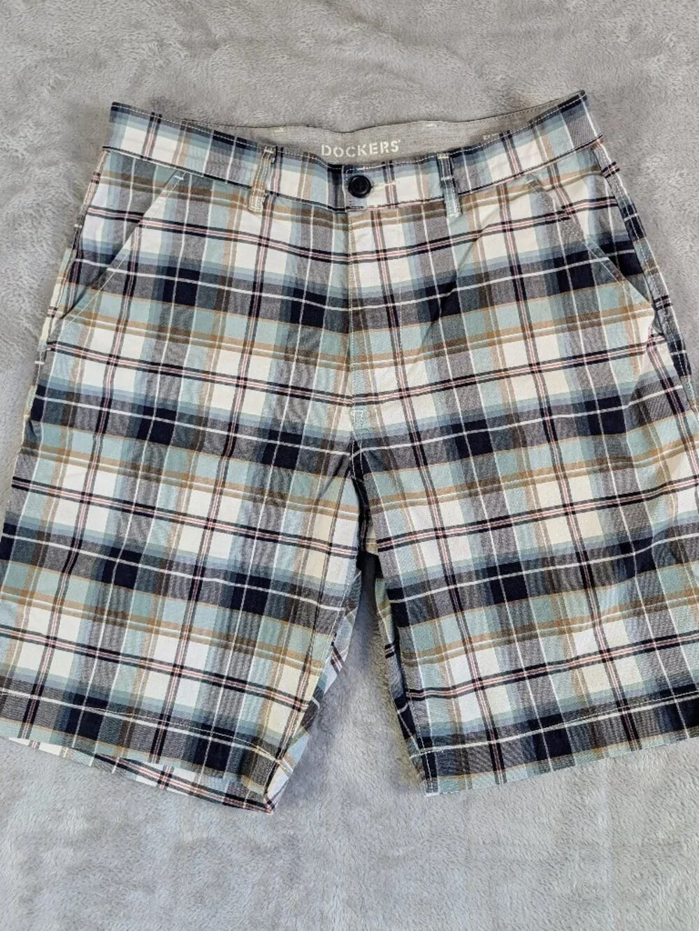 Dockers Flex Comfort Men s Plaid Chino Shorts Size 30 Preppy Collegiate Normcore
